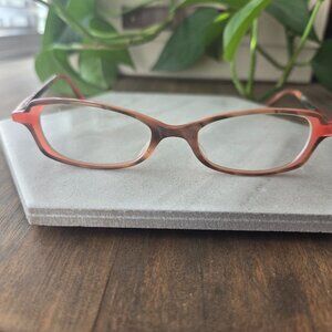 Retro Y2K peach pink brown frame eyeglasses Comes in Zip+homme case